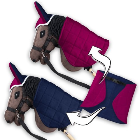 Zestaw Skippi - Hobby Horse Gniady - Derka fuksja i granat - Kantar szary Skippi Zestaw Skippi - Hobby Horse Gniady - Derka fuksja i granat - Kantar szary Skippi