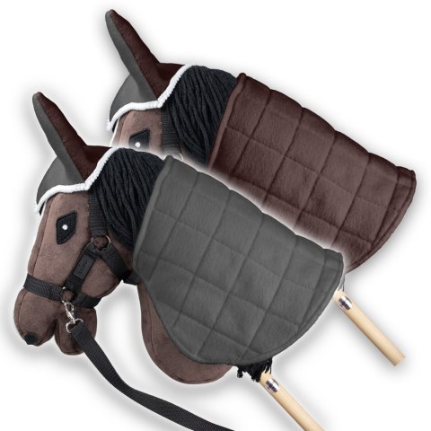 Zestaw Skippi - Hobby Horse Gniady - Derka i nauszniki - szary i brąz Skippi Zestaw Skippi - Hobby Horse Gniady - Derka i nauszniki - szary i brąz Skippi