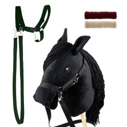 Zestaw Skippi - Hobby Horse czarny i dodatkowy kantar - ciemny zielony Skippi