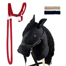 Zestaw Skippi - Hobby Horse czarny i dodatkowy kantar - czerwony Skippi
