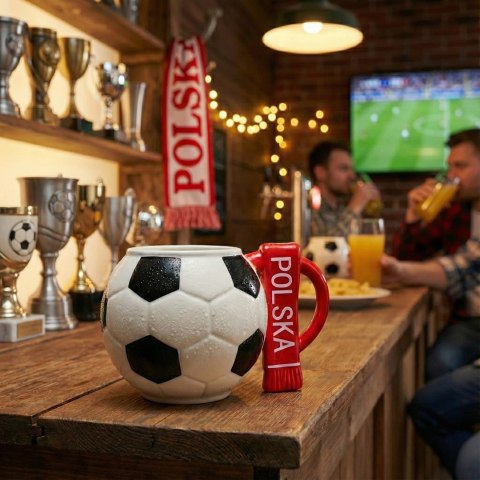 Kubek piłkarza z szalikiem - Polska - prezent dla kibica - duży XXL 700 ml Sprintigo