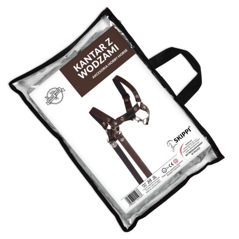 Skippi Kantar dla Hobby Horse - wodze, ekoskóra - brązowy ze wzorami boa Skippi