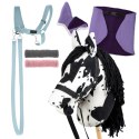 Zestaw Skippi - Hobby Horse Karo - srokaty - Derka wrzos - Kantar błękitny Skippi