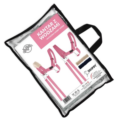 Zestaw Skippi - Hobby Horse Szary i dodatkowy Kantar - różowy Skippi